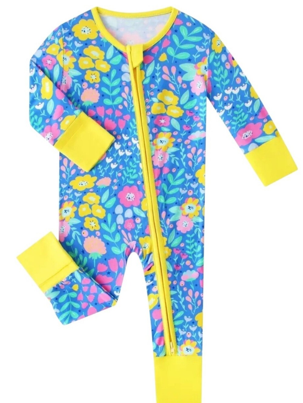 Posh TOT Sunny Blooms Bamboo Baby Convertible Zippy Romper